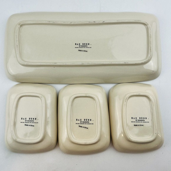 Rae Dunn Nut Dishes & Tray Serving Set of 4 Cashew Pistachio Almond Discontinued - Picture 3 of 9